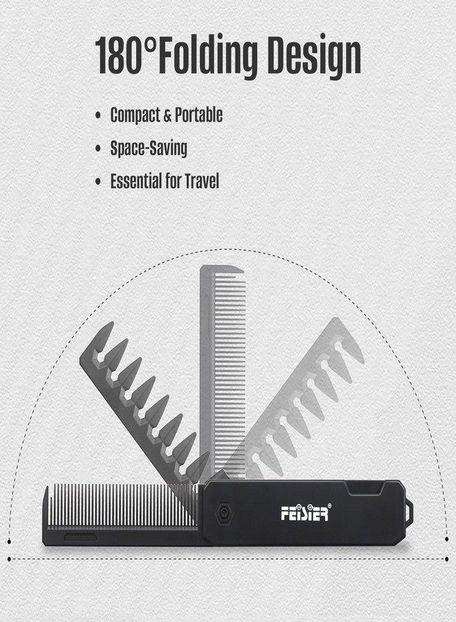 FEISIER Folding Hair Comb for Men, Pocket Comb with Fine & Wide Tooth,Styling Comb for Travel and Everyday Grooming Combing Hair,Beard or Mustache - Image 4